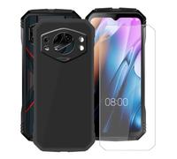 HGJTFANY Case for Doogee S Cyber Pro (6.58"), with [1 X Tempered Glass Screen Protector], Soft Silicone Protective Shell, Shockproof Bumper Black Phone Case for Doogee S Cyber Pro - Black