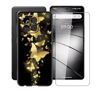 HGJTFANY Case for Gigaset GS6 Pro (6.67"), with [1 X Tempered Glass Screen Protector], Soft Silicone Protective Shell, Shockproof Bumper Black Phone Case for Gigaset GS6 Pro - WMA30