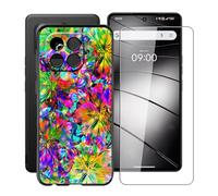 HGJTFANY Case for Gigaset GS6 Pro (6.67"), with [1 X Tempered Glass Screen Protector], Soft Silicone Protective Shell, Shockproof Bumper Black Phone Case for Gigaset GS6 Pro - Colorful