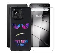 HGJTFANY Case for Gigaset GS6 Pro (6.67"), with [1 X Tempered Glass Screen Protector], Soft Silicone Protective Shell, Shockproof Bumper Black Phone Case for Gigaset GS6 Pro - DUO4