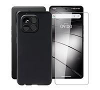 HGJTFANY Case for Gigaset GS6 Pro (6.67"), with [1 X Tempered Glass Screen Protector], Soft Silicone Protective Shell, Shockproof Bumper Black Phone Case for Gigaset GS6 Pro - Black