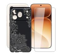 HGJTFANY Case for Honor 600 Pro (6.57"), with [1 X Tempered Glass Screen Protector], Soft Silicone Protective Shell, Shockproof Bumper Black Phone Case for Honor 600 Pro - Black Rose