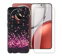 HGJTFANY Case for Honor Magic8 Lite (6.79"), with [1 X Tempered Glass Screen Protector], Soft Silicone Protective Shell, Shockproof Bumper Black Phone Case for Honor Magic8 Lite - Red heart