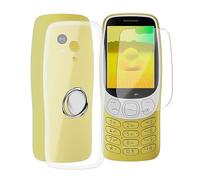 HGJTFANY Case for Nokia 3210 2024 (2.4") + [1 x Tempered Glass Screen Protector], with 360° Rotating Ring Holder, Ultra-Thin Shockproof Soft Silicone Phone Cover for Nokia 3210 2024 Transparent