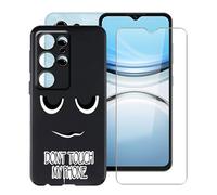 HGJTFANY Case for Oukitel C2 (6.52"), with [1 X Tempered Glass Screen Protector], Soft Silicone Protective Shell, Shockproof Bumper Black Phone Case for Oukitel C2 - DUO6