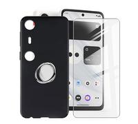 HGJTFANY Case for XReal Beam Pro (6.5") With 1 x Screen Protector, 360° Cell Phone Metal Ring Holder, Ultra-Thin Black Soft TPU Cover Shockproof Bumper Phone Case for XReal Beam Pro