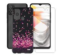 HGJTFANY Case for ZTE Nubia A76 (6.50"), with [1 X Tempered Glass Screen Protector], Soft Silicone Protective Shell, Shockproof Bumper Black Phone Case for ZTE Nubia A76 - Red Heart