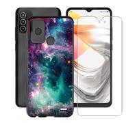 HGJTFANY Case for ZTE Nubia A76 (6.50"), with [1 X Tempered Glass Screen Protector], Soft Silicone Protective Shell, Shockproof Bumper Black Phone Case for ZTE Nubia A76 - Starry Sky