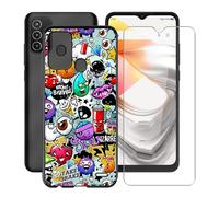 HGJTFANY Case for ZTE Nubia A76 (6.50"), with [1 X Tempered Glass Screen Protector], Soft Silicone Protective Shell, Shockproof Bumper Black Phone Case for ZTE Nubia A76 - Graffiti