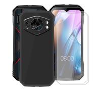 HGJTFANY Phone Case for Doogee S Cyber (6.58") with [2 x Tempered Glass Protective Film], Black Shockproof Bumper Cover Ultra-thin Soft Silicone Case for Doogee S Cyber - Black