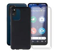 HGJTFANY Phone Case for Doro 8200 Plus (6.09") with [2 x Tempered Glass Protective Film], Black Shockproof Bumper Cover Ultra-thin Soft Silicone Case for Doro 8200 Plus - Black