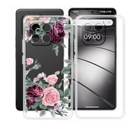HGJTFANY Phone Case for Gigaset GS6 Pro (6.67"), 2 Pieces 360° Drop Silicone Protection Shell, Ultra-Thin Soft TPU Shockproof Bumper Case for Gigaset GS6 Pro - Clear + YQ12