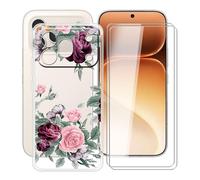 HGJTFANY Phone Case for Honor 600 Pro (6.57") with [2 X Tempered Glass Screen Protector], Soft Silicone Shockproof Cover Ultra-thin Clear TPU Bumper Case for Honor 600 Pro - YQ12