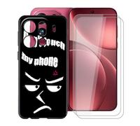 HGJTFANY Phone Case for Oppo Find X9 Pro (6.78") with [2 x Tempered Glass Protective Film], Black Shockproof Bumper Cover Ultra-thin Soft Silicone Case for Oppo Find X9 Pro - Don’t touch phone