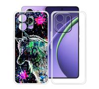 HGJTFANY Phone Case for Oppo K13 Turbo Pro (6.80"), 2 Pieces 360° Drop Silicone Protection Shell, Ultra-Thin Soft TPU Shockproof Bumper Case for Oppo K13 Turbo Pro - Clear + XT113