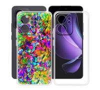 HGJTFANY Phone Case for Oppo Reno13 FS 5G (6.67"), 2 Pieces 360° Drop Silicone Protection Shell, Ultra-Thin Soft TPU Shockproof Bumper Case for Oppo Reno13 FS 5G - Clear + XT117