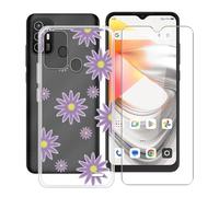 HGJTFANY Phone Case for ZTE Nubia A76 (6.50") with 1 X Tempered Glass Screen Protector, Clear Silicone Shockproof Cover, Ultra-thin Soft TPU Protective Case for ZTE Nubia A76 - Purple Flower