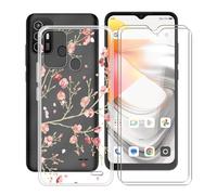 HGJTFANY Phone Case for ZTE Nubia A76 (6.50") with 2 X Tempered Glass Screen Protector, Shockproof Soft Silicone Case Ultra-thin Clear TPU Bumper Cover for ZTE Nubia A76 - Camellia
