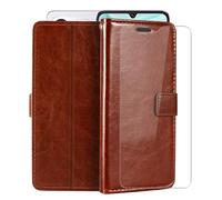 HGJTFANY Stand Case for Cubot A40 (6.88") with 1 X Tempered Glass Screen Protector, Wallet Function Premium Leather Flip Phone Cover, with Soft TPU bumper lining Case - Brown