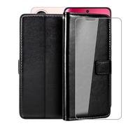 HGJTFANY Stand Case for Vivo V60 Lite 5G (6.77") with 1 X Tempered Glass Screen Protector, Wallet Function Premium Leather Flip Phone Cover, with Soft TPU bumper lining Case - Black