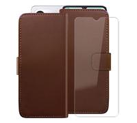 HGJTFANY Wallet Case for Cubot A40 (6.88") with 1 X Tempered Glass Screen Protector, Stand Function Premium Leather Flip Phone Cover, with Soft TPU Bumper lining Case - Brown