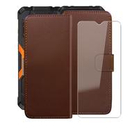 HGJTFANY Wallet Case for Cubot KingKong Power 5 (6.88") with 1 X Tempered Glass Screen Protector, Stand Function Premium Leather Flip Phone Cover, with Soft TPU Bumper lining Case - Brown
