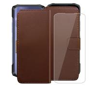 HGJTFANY Wallet Case for doogee blade 20 turbo (6.60") with 1 X Tempered Glass Screen Protector, Stand Function Premium Leather Flip Phone Cover, with Soft TPU Bumper lining Case - Brown
