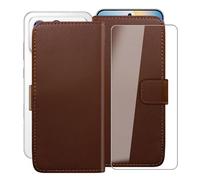 HGJTFANY Wallet Case for Honor Win (6.83") with 1 X Tempered Glass Screen Protector, Stand Function Premium Leather Flip Phone Cover, with Soft TPU Bumper lining Case - Brown