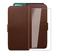 HGJTFANY Wallet Case for Oppo A5 5G (6.67") with 1 X Tempered Glass Screen Protector, Stand Function Premium Leather Flip Phone Cover, with Soft TPU Bumper lining Case - Brown