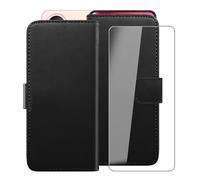 HGJTFANY Wallet Case for Vivo V60 Lite 5G (6.77") with 1 X Tempered Glass Screen Protector, Stand Function Premium Leather Flip Phone Cover, with Soft TPU Bumper lining Case - Black