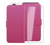 HGJTFANY Wallet Case for Vivo V60 Lite 5G (6.77") with 1 X Tempered Glass Screen Protector, Stand Function Premium Leather Flip Phone Cover, with Soft TPU Bumper lining Case - RosRed Pink