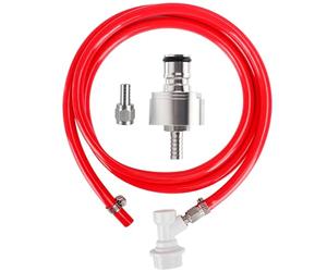 Hgkeke 5.5ft 5/16 Co2 Gas Line Tubing for Kegerator Assembly with stainless steel carbonator cap carbonation cap for soda bottle, Ball Gas Lock Draft beer Red Hose kit for Homebrew
