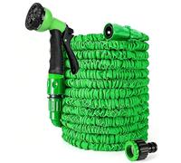 HGLCM 25ft/50ft/75ft/100ft/125ft/150ft Expanding Garden Water Hose Pipe with 8 Function Spray Gun 3 Times Expandable Flexible Magic Hose Anti-Leakage Lightweight Easy Storage (Green,25FT)