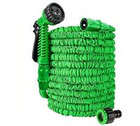 HGLCM 25ft/50ft/75ft/100ft/125ft Expanding Garden Water Hose Pipe with 8 Function Spray Gun 3 Times Expandable Flexible Magic Hose Anti-Leakage Lightweight Easy Storage (New Green, 150ft)