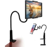 HGLCM Gooseneck Tablet Holder Cell Phone Holder, Universal 360° Flexible Tablet Stand, Lazy Arm Holder Clamp Mount Bracket Bed for iPad mini/Air, Samsung Galaxy Tab and 4.0-11" Devices(Black)