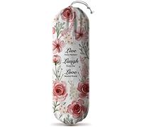 Hglian Plastic Bag Holder, Inspirational Farmhouse Grocery Bag Organizer Storage Dispenser Container for Shopping Trash Bags,Cute Flowers Kitchen Décor Gifts for Women Mom Friend Grandma Pink