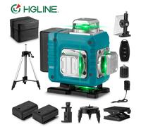HGLINE 16 Lines 4D Laser Level APP Remote Control Self-Leveling 360° Horizontal Vertical Super Power Green Line Laser Level 1.5M Tripods Set