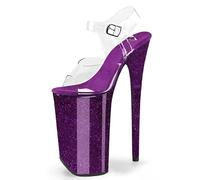 HGMMFZ Womens Platform High Heels Sandals Sexy Ultra Pumps Stiletto Clear Pearlescent Open Toe Summer Court Shoes For Stripper Party Pole Dancer Stage Model 10.23 IN(Purple,7 UK)