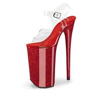 HGMMFZ Womens Platform High Heels Sandals Sexy Ultra Pumps Stiletto Clear Pearlescent Open Toe Summer Court Shoes For Stripper Party Pole Dancer Stage Model 10.23 IN(Red,7.5 UK)