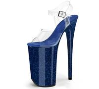 HGMMFZ Womens Platform High Heels Sandals Sexy Ultra Pumps Stiletto Clear Pearlescent Open Toe Summer Court Shoes For Stripper Party Pole Dancer Stage Model 10.23 IN(Blue,4.5 UK)