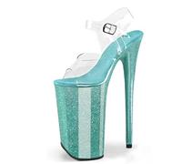 HGMMFZ Womens Platform High Heels Sandals Sexy Ultra Pumps Stiletto Clear Pearlescent Open Toe Summer Court Shoes For Stripper Party Pole Dancer Stage Model 10.23 IN(Green,4.5 UK)