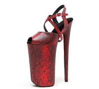 HGMMFZ Womens Platform High Heels Sandals Sexy Ultra Pumps Stiletto Two tone snake print Cross straps Open Toe Backless Summer Court Shoes For Stripper Party Pole Dancer Stage Model 10.23IN(Red,5 UK)