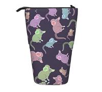 hgnbcsa Animals-Cute Mouse Print Zipper Pencil Case, Telescopic Design Bag, Compact to Expandable, for Stationery Cosmetic Items