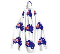 hgnbcsa Australian Flag Map Print Cloak With Hood For Men Women, Long Hooded Cape Adult Halloween Cosplay Costume For Party