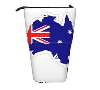 hgnbcsa Australian Flag Map Print Zipper Pencil Case, Telescopic Design Bag, Compact to Expandable, for Stationery Cosmetic Items