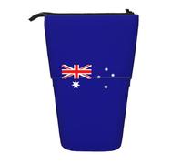 hgnbcsa Australian Flag Print Zipper Pencil Case, Telescopic Design Bag, Compact to Expandable, for Stationery Cosmetic Items