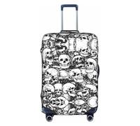 hgnbcsa Black and White Skulls Pattern Printed Luggage Wrap, Anti Scratch Trunk Skin, Double Sided Pattern Sleeve, for Airport Transit