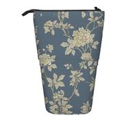 hgnbcsa Blue and Yellow Flowers Print Zipper Pencil Case, Telescopic Design Bag, Compact to Expandable, for Stationery Cosmetic Items