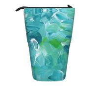 hgnbcsa Blue Oil Paint Texture Print Zipper Pencil Case, Telescopic Design Bag, Compact to Expandable, for Stationery Cosmetic Items