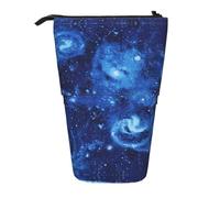 hgnbcsa Blue Universe Space Galaxy Print Zipper Pencil Case, Telescopic Design Bag, Compact to Expandable, for Stationery Cosmetic Items